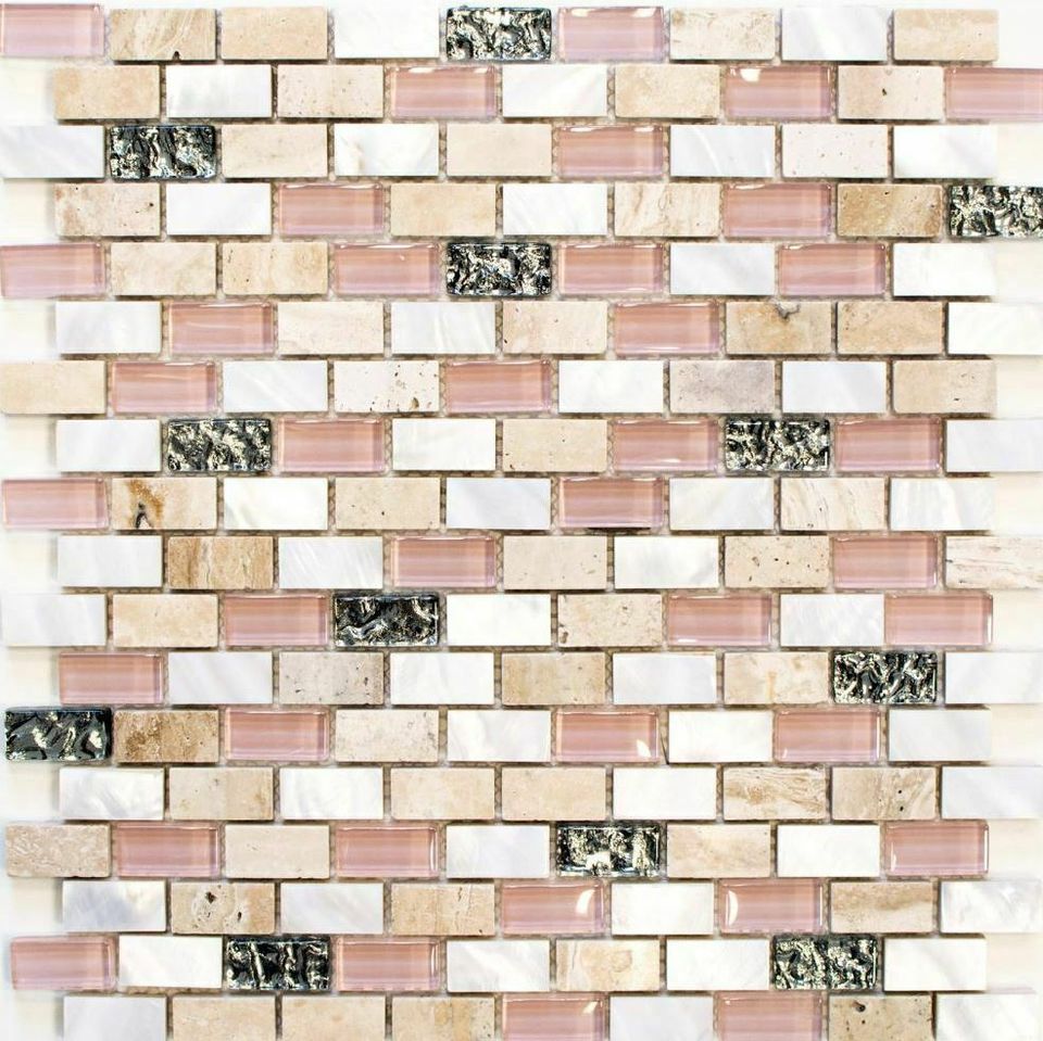 Glasmosaik Muschel Naturstein Mosaikfliese Weiß Schwarz Beige in Ebrach