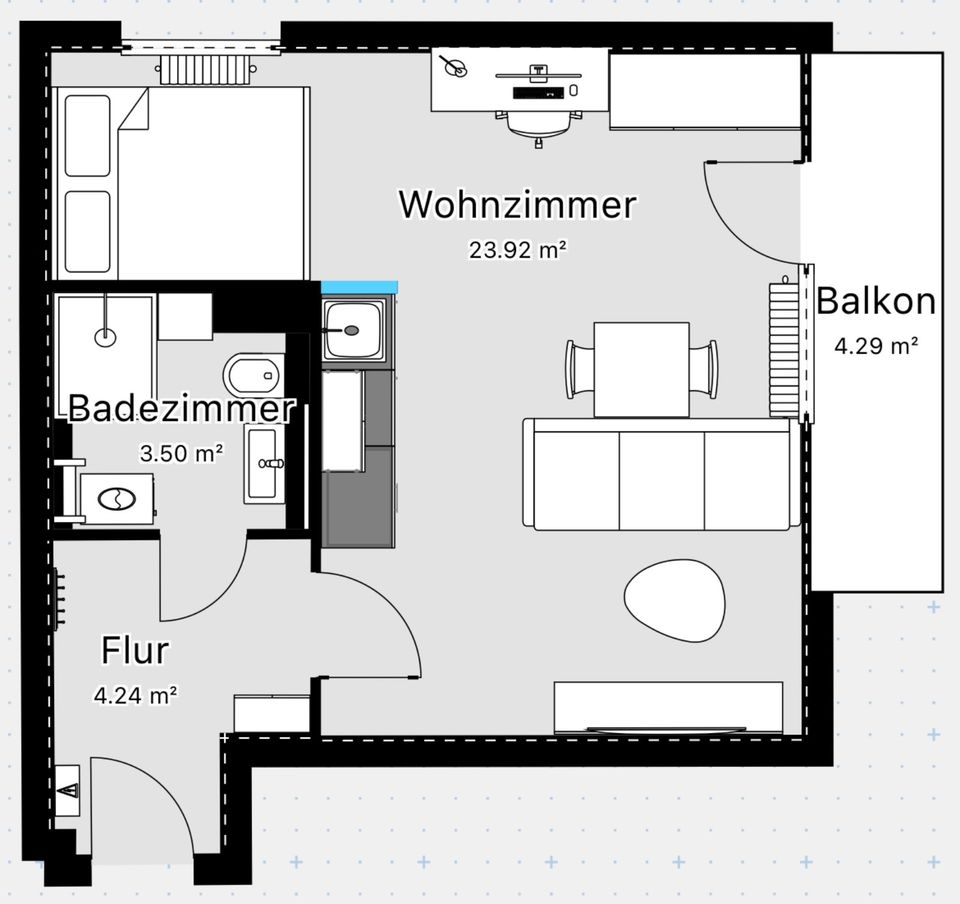 Provisionsfrei | NEU saniert | Möbliert | Modernes 1-Zi-Apartment in Fürth