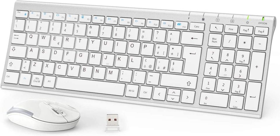 iClever Tastatur Maus Set Kabellos (Argento e Bianco) in Körle