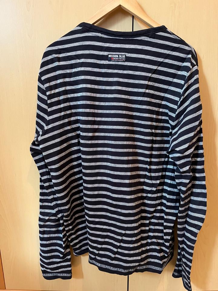 Camp David Langarmshirt - Gr. L - dunkelblau weiß gestreift in Ismaning