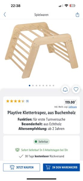 in - Playtive eBay aus | oder Kleinanzeigen Kleinanzeigen Bayern Klettertrapez, gebraucht | neu günstig NEU kaufen, ist Buchenholz jetzt Holzspielzeug Diedorf