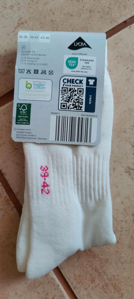 Hofer Aldi Süd Limited Edition Socken NEU weiß pink39-42 Edition in Hohen Neuendorf