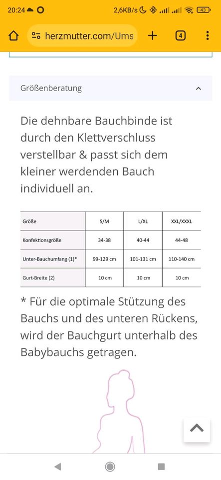 Schwangerschafts Bauchgurt in Steinheim