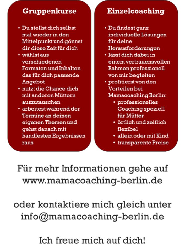 Mamacoaching, Coaching für Mütter, Workshops und Kurse für Mamas in Berlin