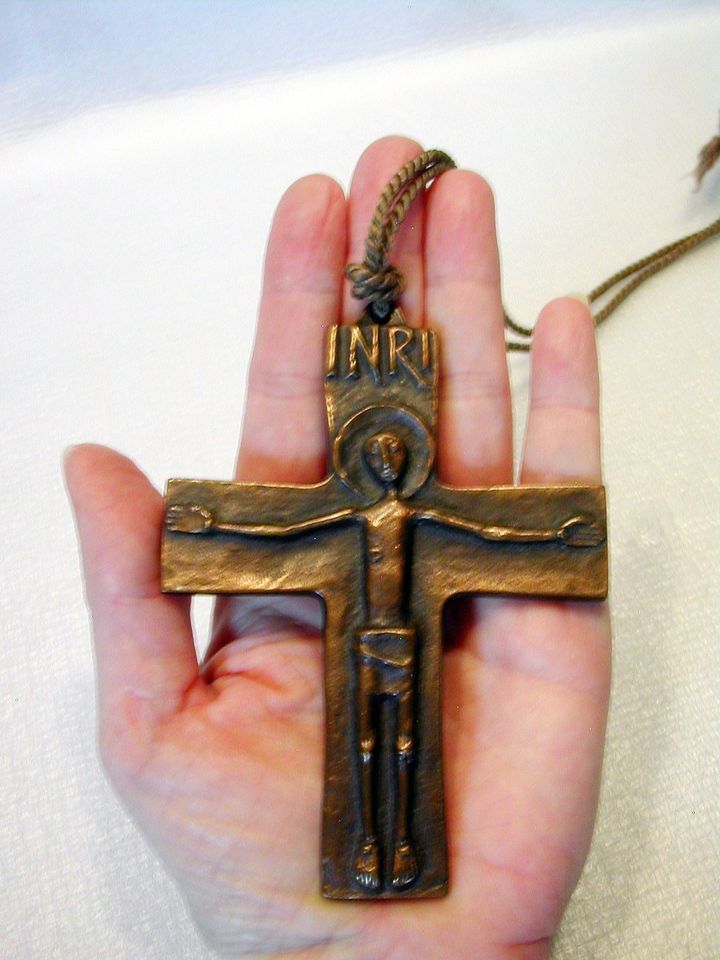 Bronze Kreuz Heilige Kommunion christliche Symbole Jesus vintage in Bad Mergentheim