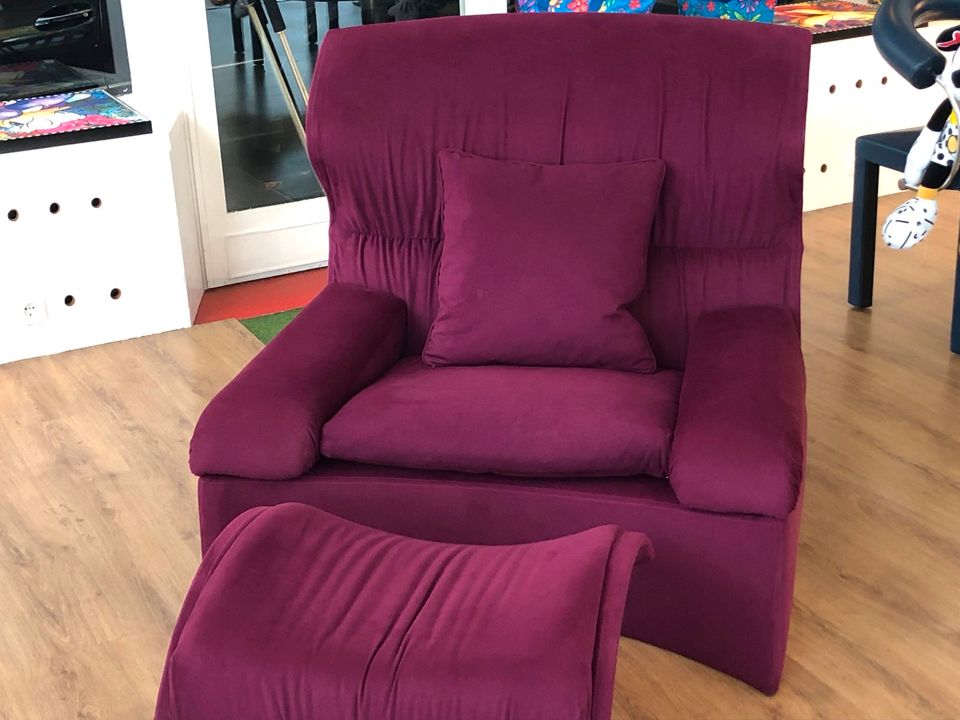 Saporiti Sessel / Lounge Chair mit Fußhocker 70er Italien top in Koblenz