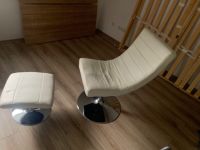 Raffinierter Designer Stuhl in Lederoptik mit Fußablage weiß Köln - Kalk Vorschau