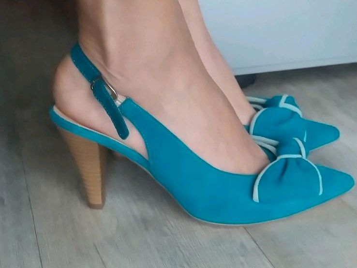 Sling pump high heels türkis blau echtes Leder 37,5 neu Gabor in Dresden