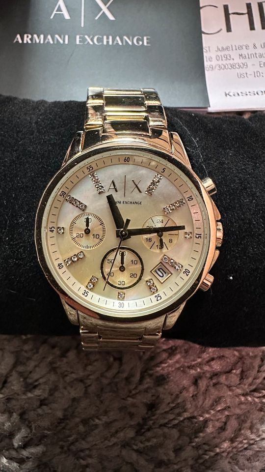 Armani Exchange Chronograph Uhr Gold Damen Edelstahl in Mörfelden-Walldorf