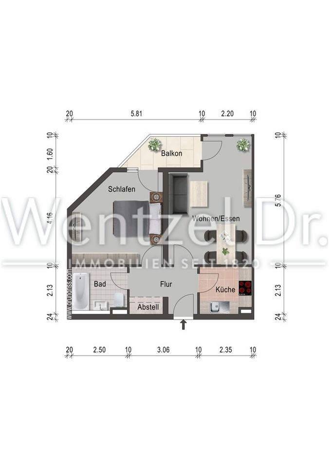 Toll geschnittene und zentral gelegene 2-Zi-Wohnung mit Balkon zu verkaufen in Wiesbaden