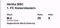 2 Top-Tickets Hertha gegen Kaiserslautern, Block M.4 Hohen Neuendorf - Bergfelde Vorschau