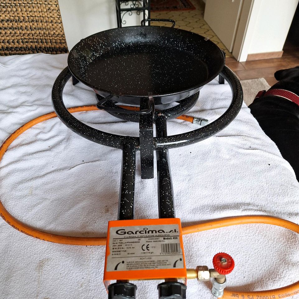 Garcima 450 Paella Pfannenring mit Pfanne Gasbrenner Grill in Neuenhaus