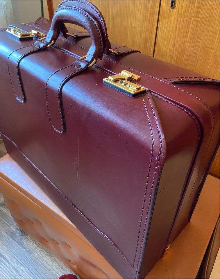 Hochwertiger italienischer Vintage Leder Reisekoffer von Presto in Oberhausen