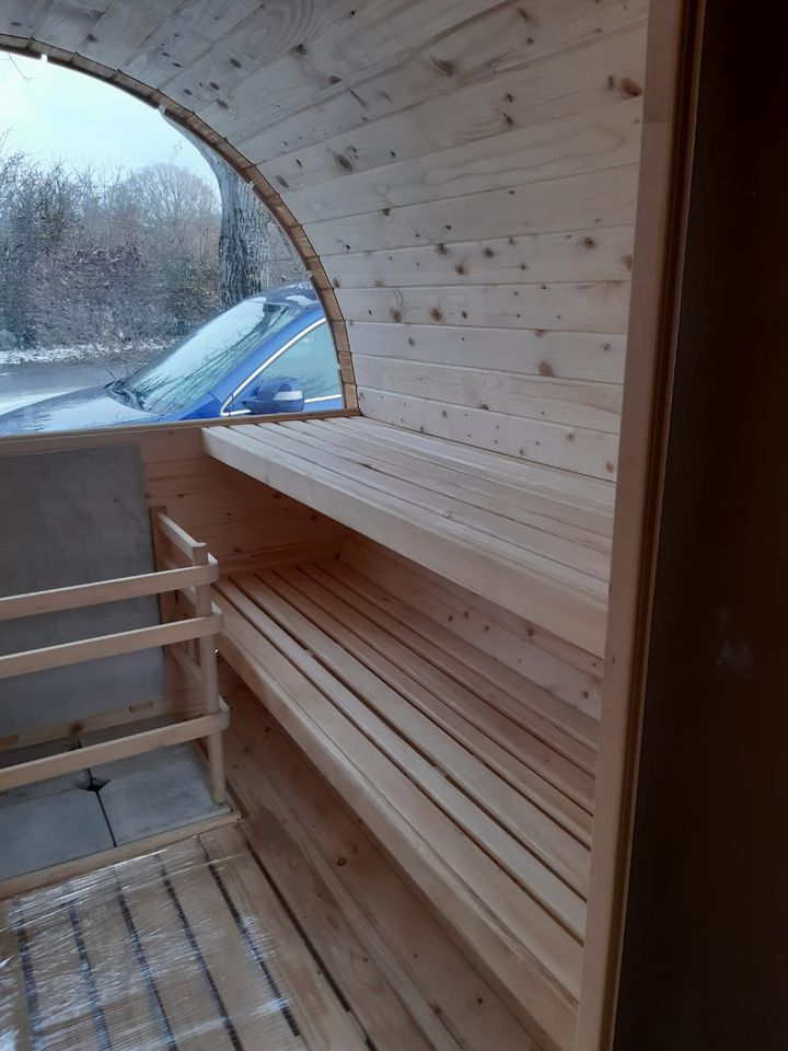 Sauna Deluxe 3,4m, Premium Fasssauna mit Panorama Glas, AUF LAGER in Heilbronn