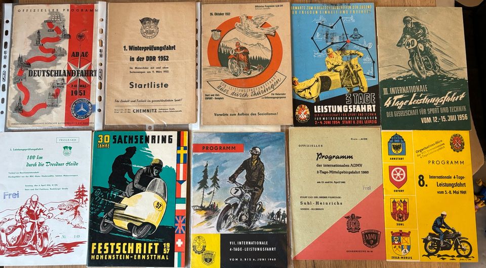 Original DDR Motorsport Programmhefte 1951-1961 in Oederan