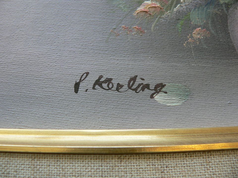 2 Gemälde Öl auf Leinwand Signiert, in Rahmen 40 x 34 cm Blumen in Brühl