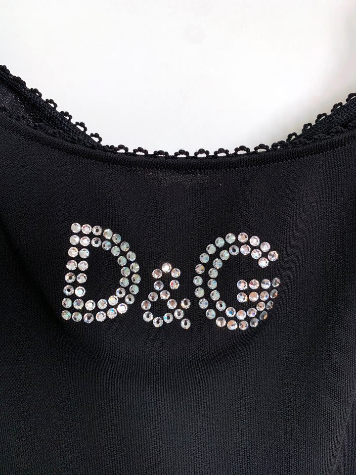 Dolce & Gabbana D&G Camisole Träger Top Spitze Pailletten Strass in Bad Homburg