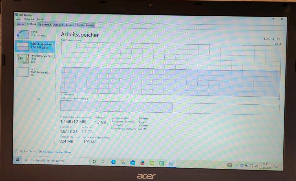 Laptop PC Notebook Acer in Tannenbergsthal