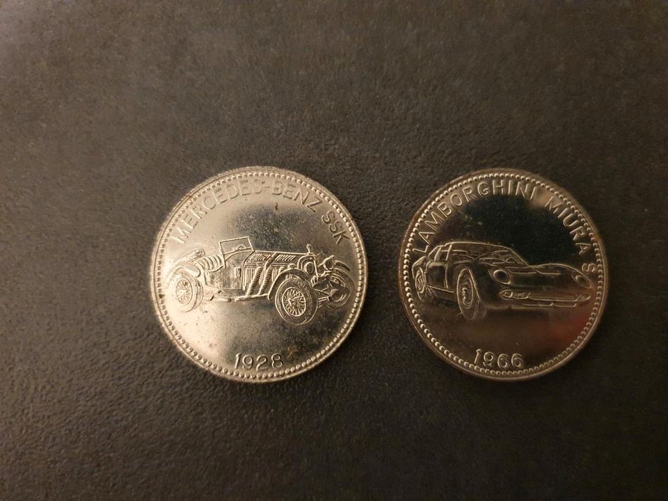 Shell Sammelmünzen, Mercedes-Benz, Lamborghini in Buch a. Erlbach