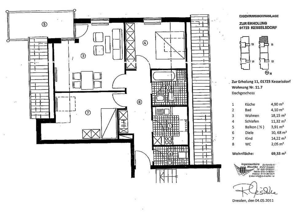 Geräumige, helle 3-Raum Wohnung mit Balkon und TG in ruhiger Lage in Kesselsdorf