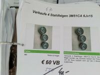 Verkaufe 4 Stahlfelgen 3M51CA 6Jx15 Felgen Räder Thüringen - Lucka Vorschau