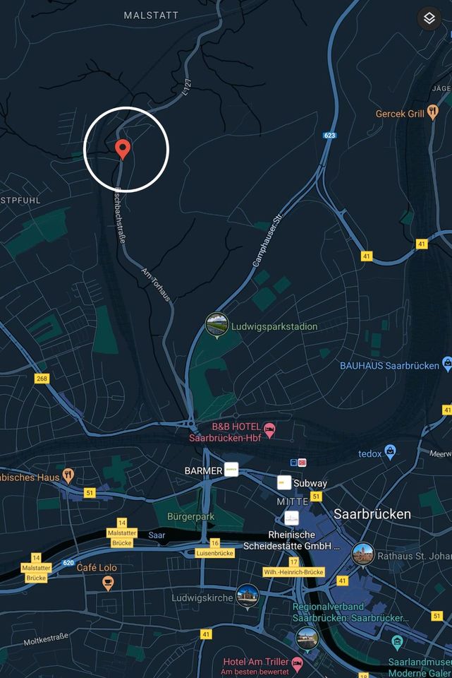 Saarbrücken Malstatt 1 Zi- App., Küche, Diele, Badewanne, Balkon in Saarbrücken