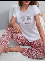Slogan Graphic Tee & Floral Print Pants PJ Set With Eye Cover Rheinland-Pfalz - Niederkirchen Vorschau