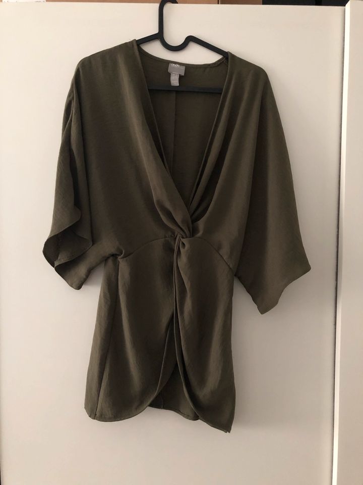 ASOS Kimono Oberteil Bluse mit knoten Khaki grün XS in Oyten