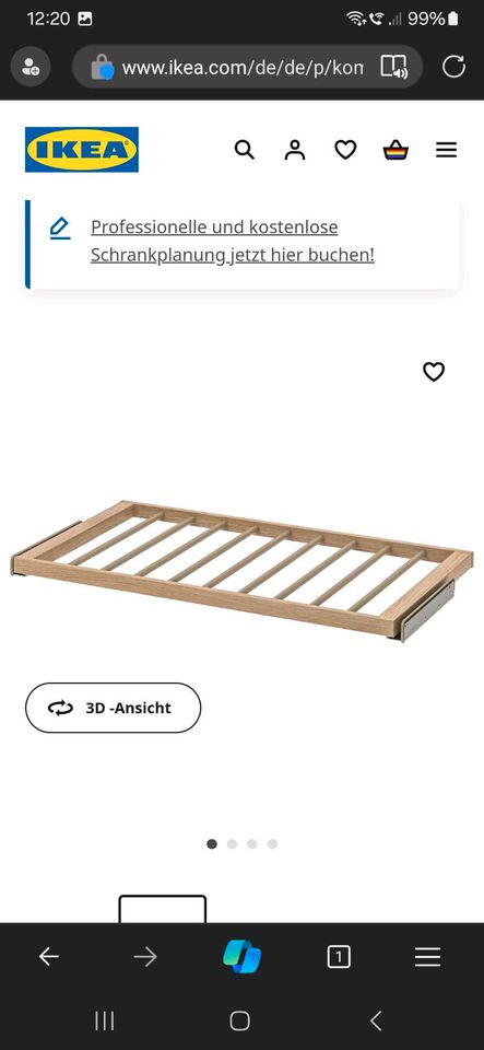 Ikea Pax Hosenaufhängung Natur 92x51cm Zubehör Pax in Müden