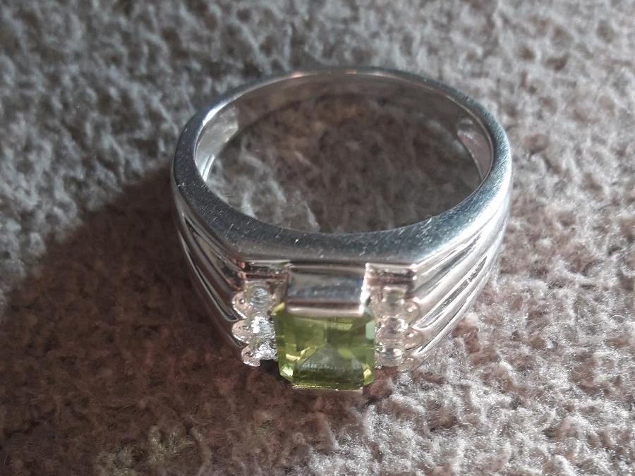 925er Silber Ring Peridot mit kleine Bergkristall in Ettlingen