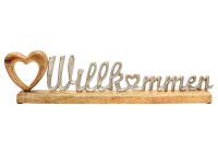 Schriftzug "Willkommen" Metall auf Mangoholzsockel NEUWARE Hessen - Volkmarsen Vorschau