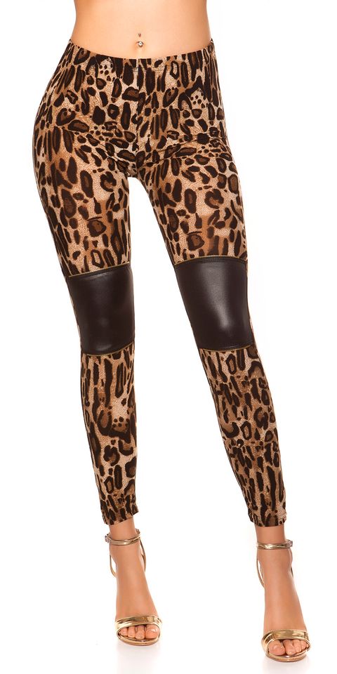 SEXY LEGGINGS IM LEOLOOK MIT LEDERLOOK UND ZIPS GRÖSSE L /XL FARB in Neuss