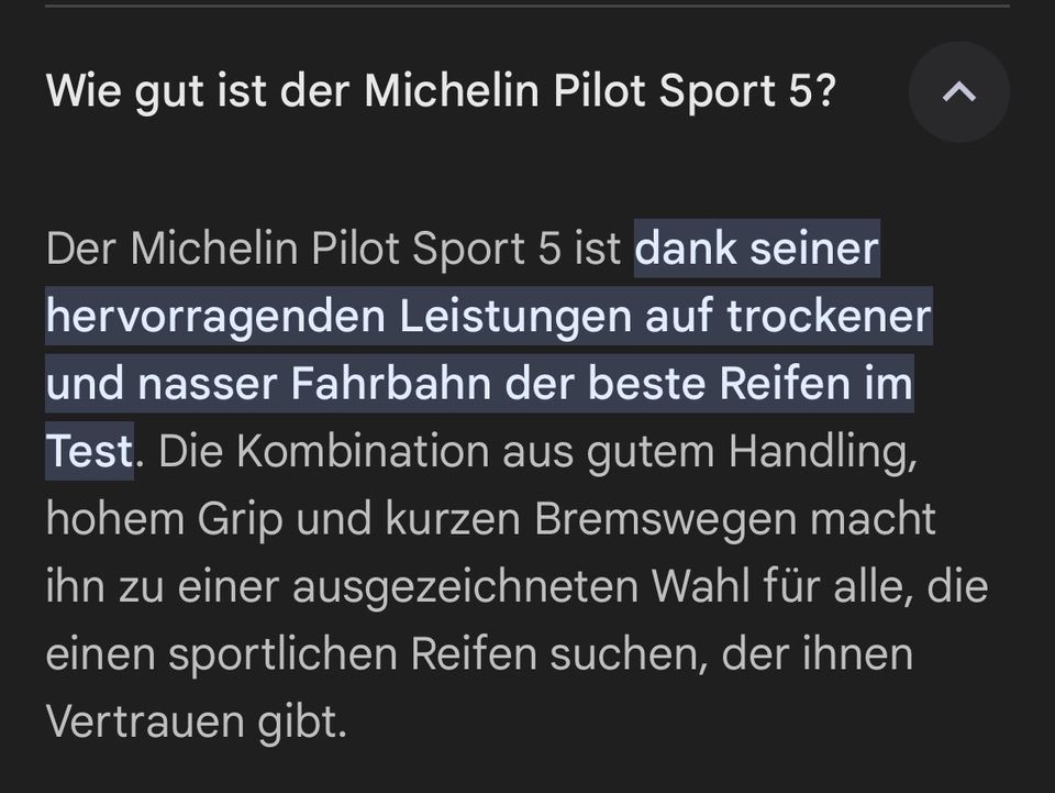 4x Michelin 245/45/ZR18 Sport Pilot 5 100Y Sommerreifen in Garbsen
