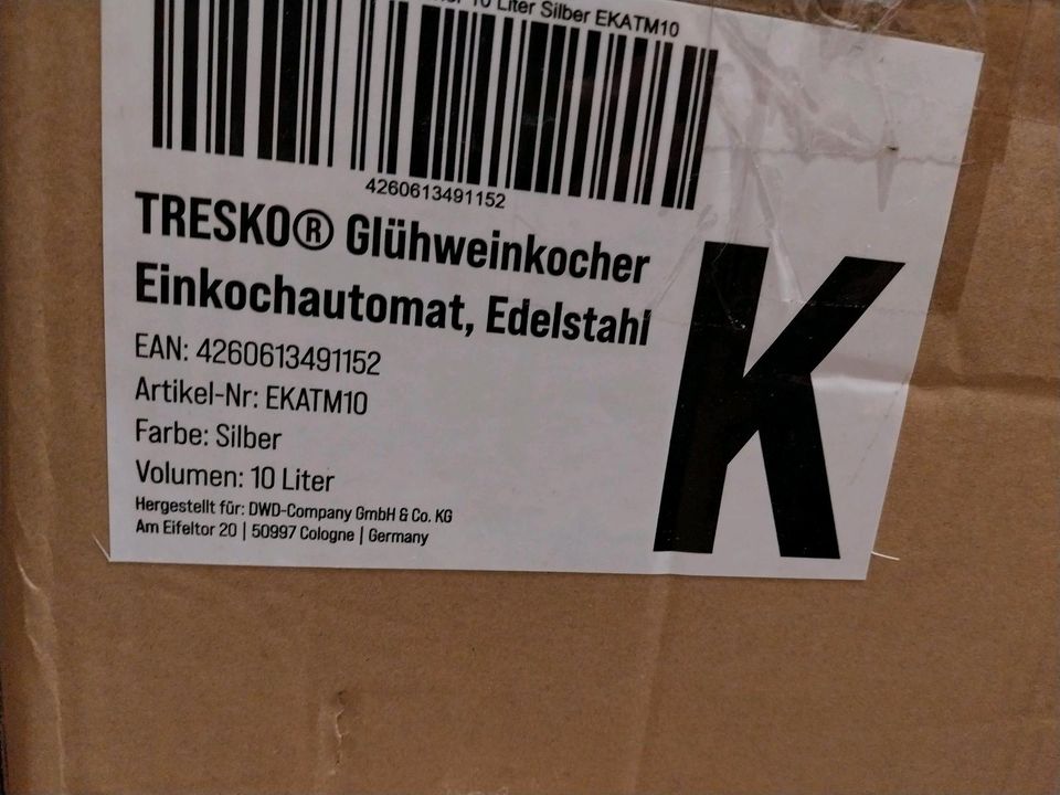 Tresko Glühweinkocher Einkochautomat 10 Liter silber in Nordhorn