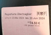 2 x RegioKarte Übertragbar Monatkarte juni RVF Freiburg Baden-Württemberg - Freiburg im Breisgau Vorschau