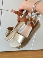 Anna Field Schuhe mit Keilabsatz Sandalen Größe 36 beige, gold Mitte - Wedding Vorschau