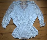 weißes Vintage Oberteil Spitze bestickt Shirt Bluse transparent Berlin - Reinickendorf Vorschau