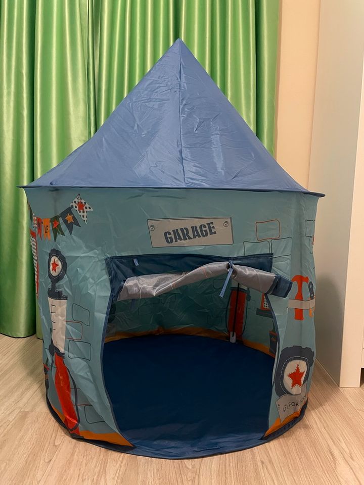 Kinderzelt Spielzelt Spielhaus Garage Zelt Kinder blau rund in Möser