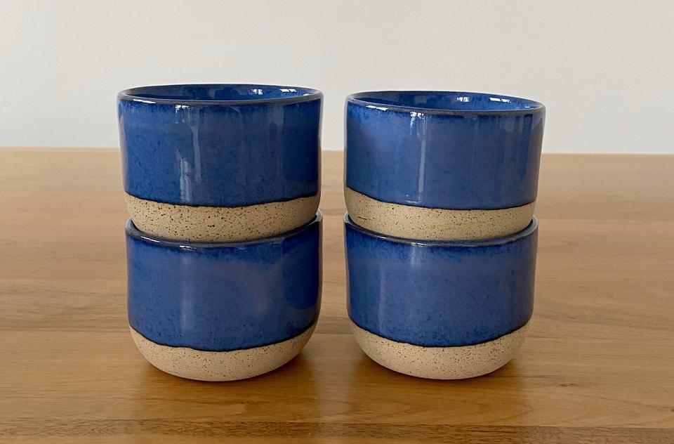 Handgemachte Keramiktasse – Blau glasiert Kaffeetasse Teetasse in Bonn