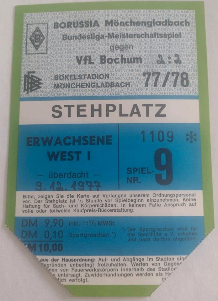 Eintrittskarten Bundesliga 1975-1978 in Langerwehe