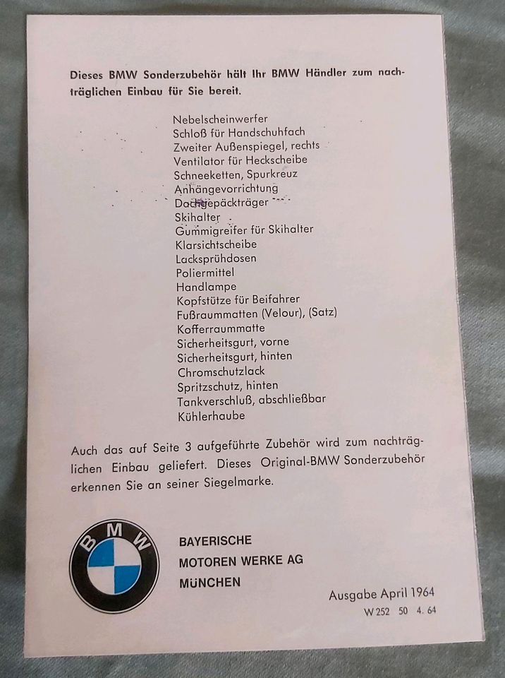 Preisliste no Prospekt BMW 1800 Ti  Die neue Klasse  1964 in Hildesheim