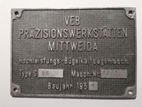 DDR Typen Schild VEB Präzisionswerkstätten Mittweida Berlin - Treptow Vorschau