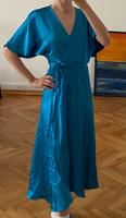 H&M Wickelkleid Satin blau midi Cocktail Party Berlin - Friedenau Vorschau
