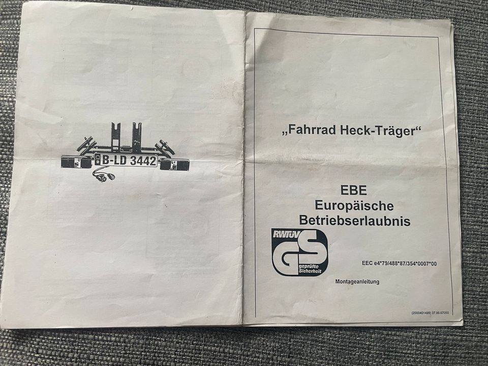 Fahrradträger für Anhängerkupplung für 2 Fahrräder mit ABE in Schiffweiler