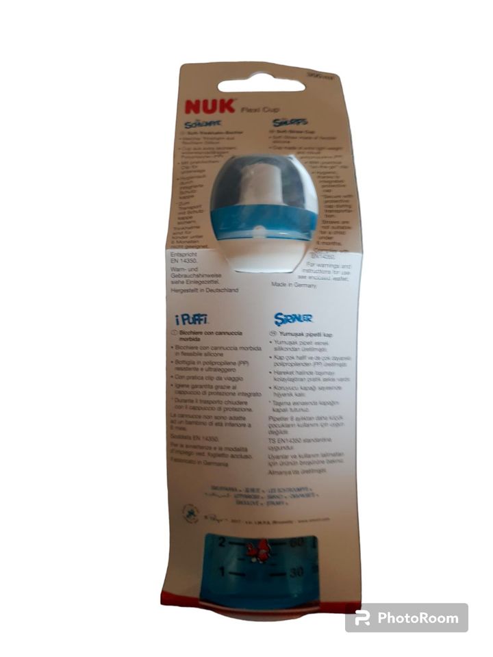 NUK Flexi Cup 18+, Trinklernflasche, Schlümpfe, 300ml, blau in Guben