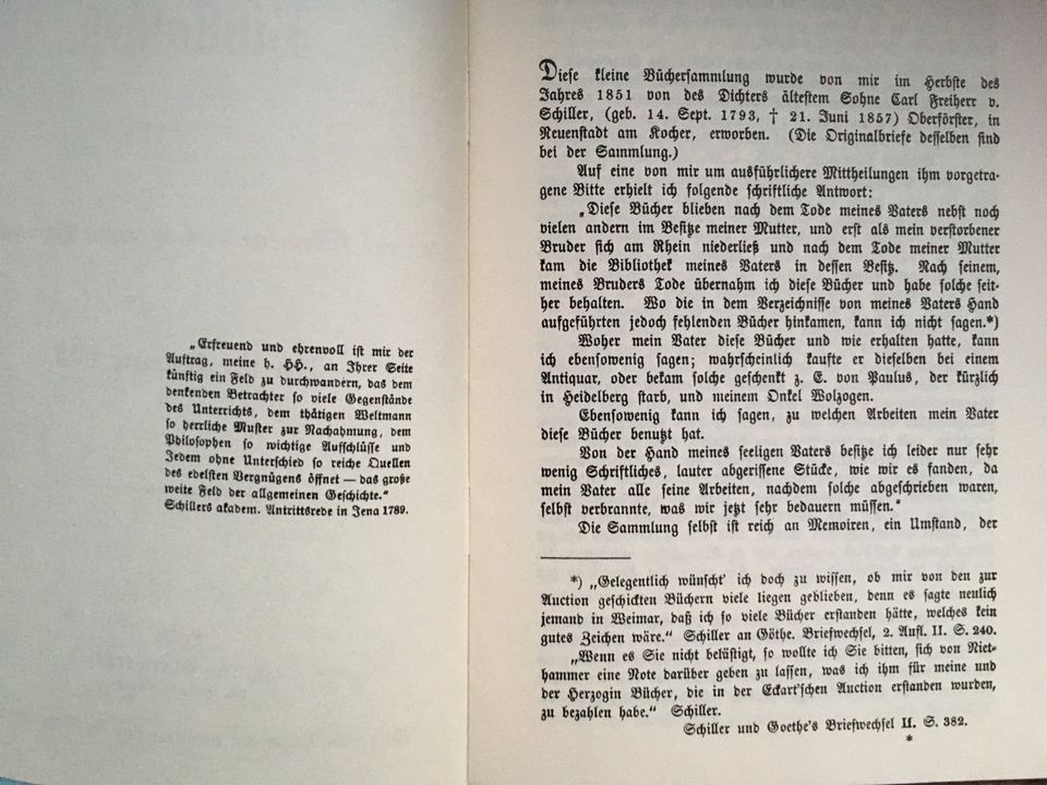 Friedrich von Schiller’s Bibliothek 1859 Nachdruck 2005 Facsimile in Großhansdorf