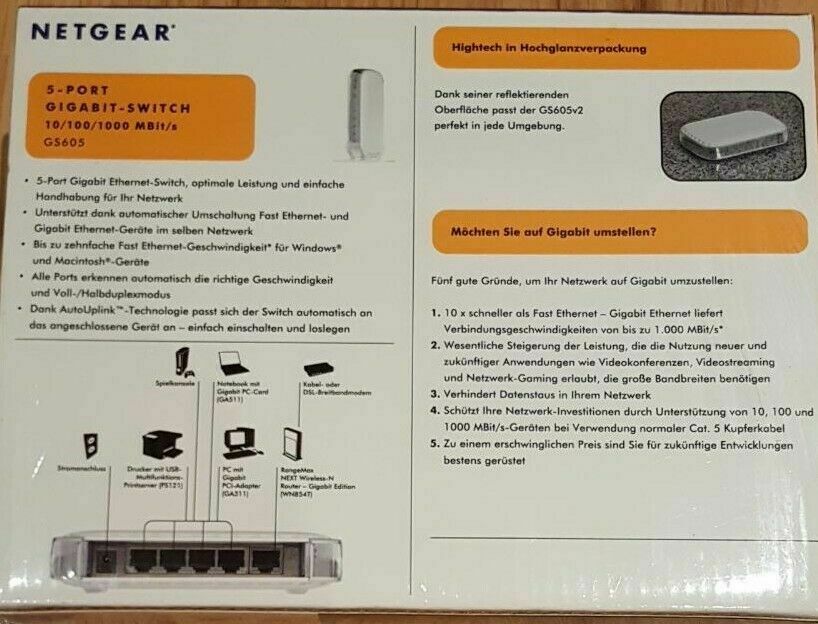 NEU NETGEAR 5 - Port Gigabit Switch GS605v2 NEU in Langenhagen