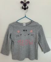 graues Longsleeve / Langarmshirt mit Katzenmotiv Leipzig - Holzhausen Vorschau