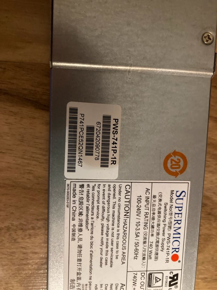 Supermicro Netzteil PWS-741P-1R 80+Platinum in Hennef (Sieg)