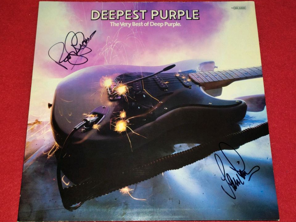 DEEP PURPLE Paice+Glover Autogramm signiert Best Of Vinyl LP Burn in Stuttgart